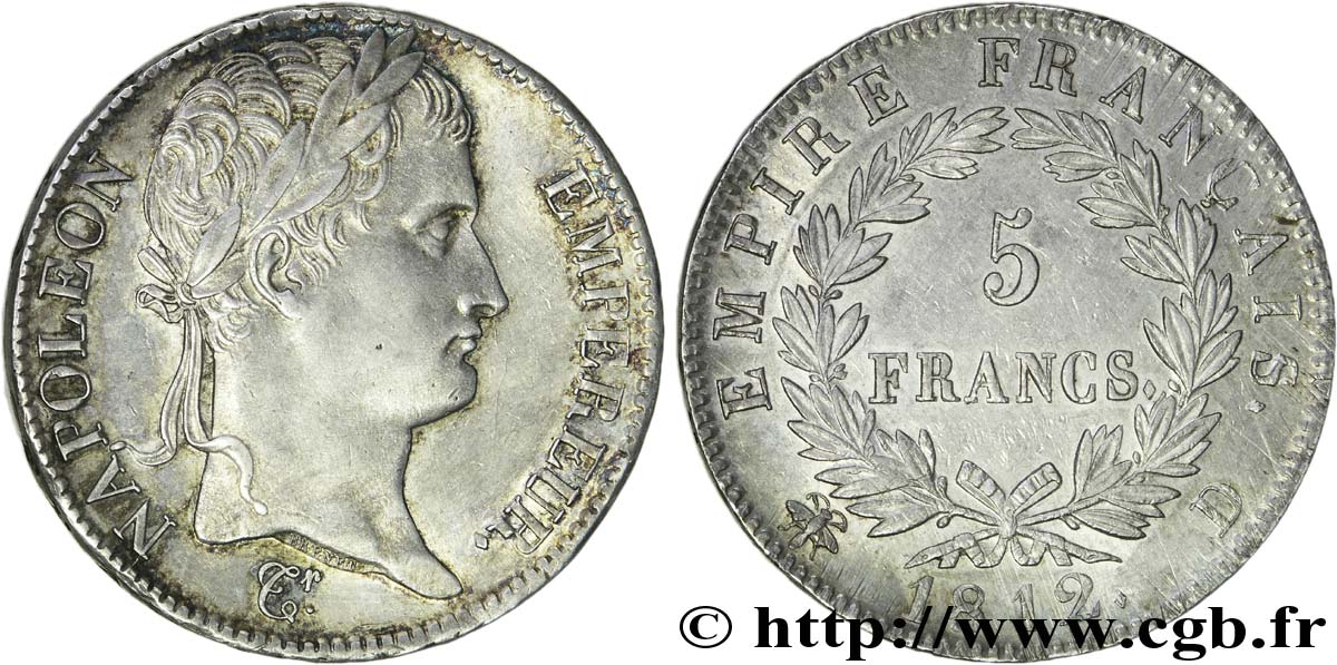 5 francs Napoléon Empereur, Empire français 1812 Lyon F.307/44 AU 