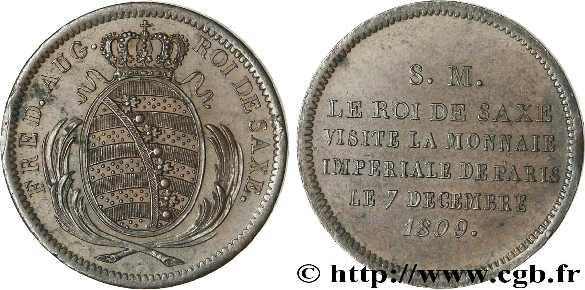 Monnaie de visite, module de 2 francs, pour Frédéric-Auguste de Saxe 1809 Paris VG.cf. 2277  SPL 