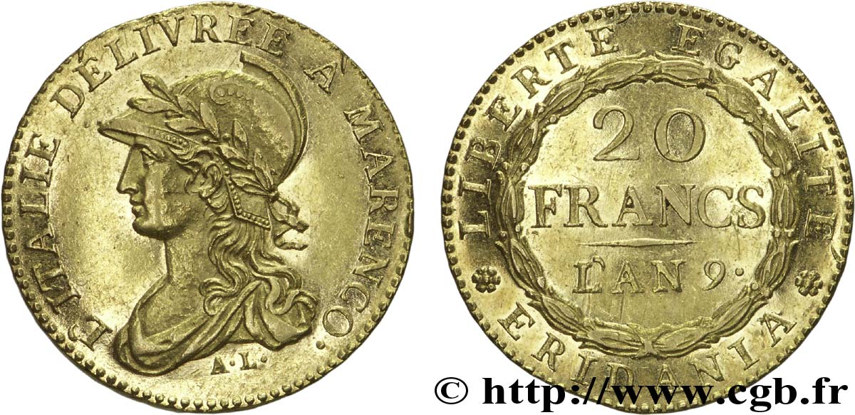 20 francs Marengo 1801 Turin VG.842  SPL 