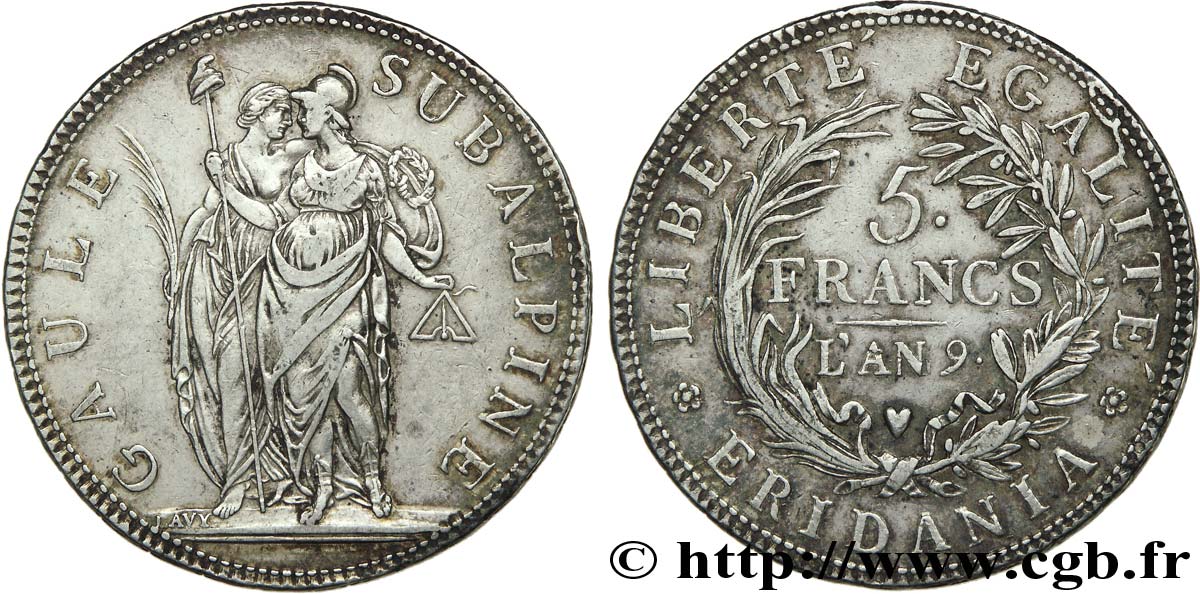 5 francs 1801 Turin VG.843  TTB 
