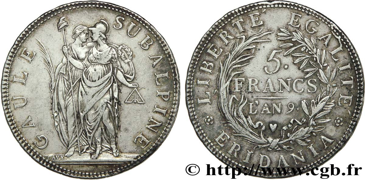 5 francs 1801 Turin VG.843  XF 