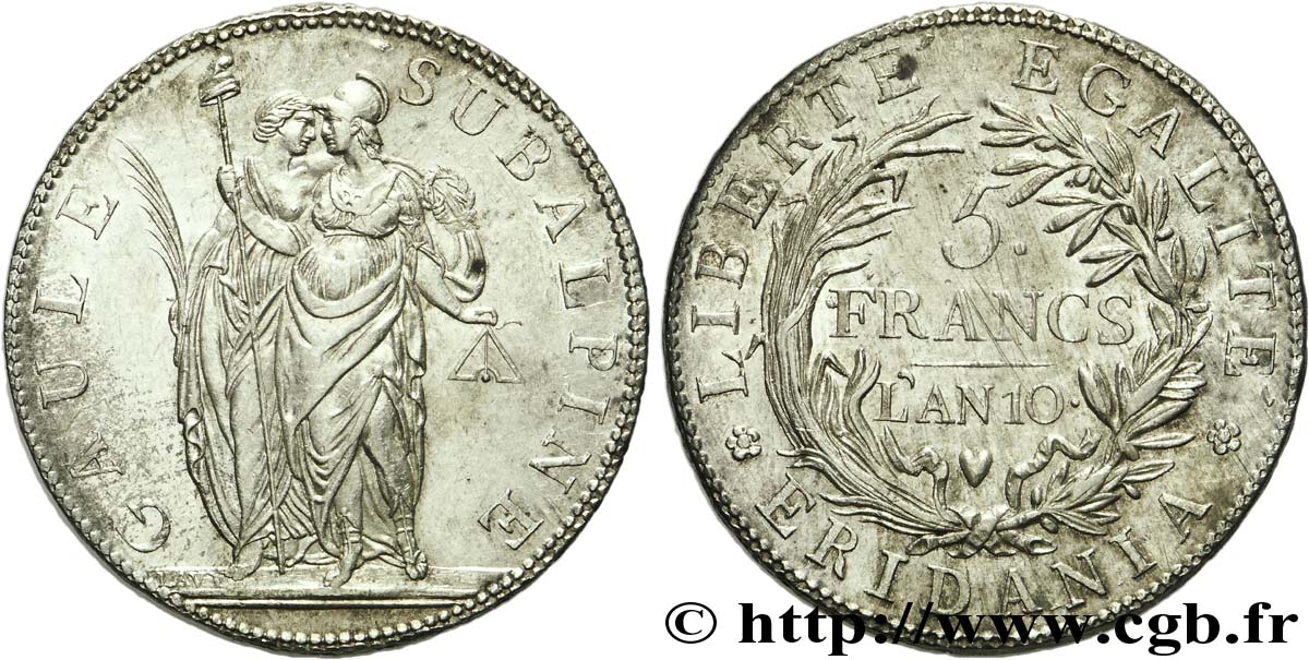 5 francs 1802 Turin VG.846  AU 