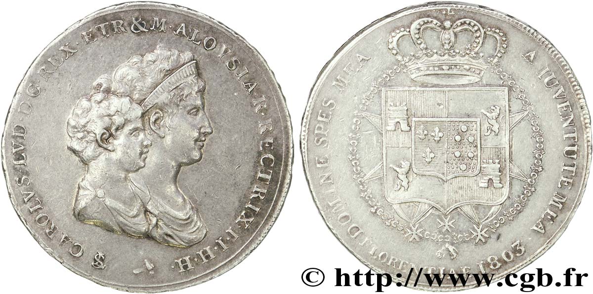 1/2 Dena ou 5 lires 1803 Florence VG.935  TTB 