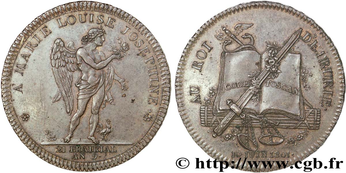 ITALY - KINGDOM OF ETRURIA - CHARLES-LOUIS and MARIE-LOUISE Médaille en bronze AU