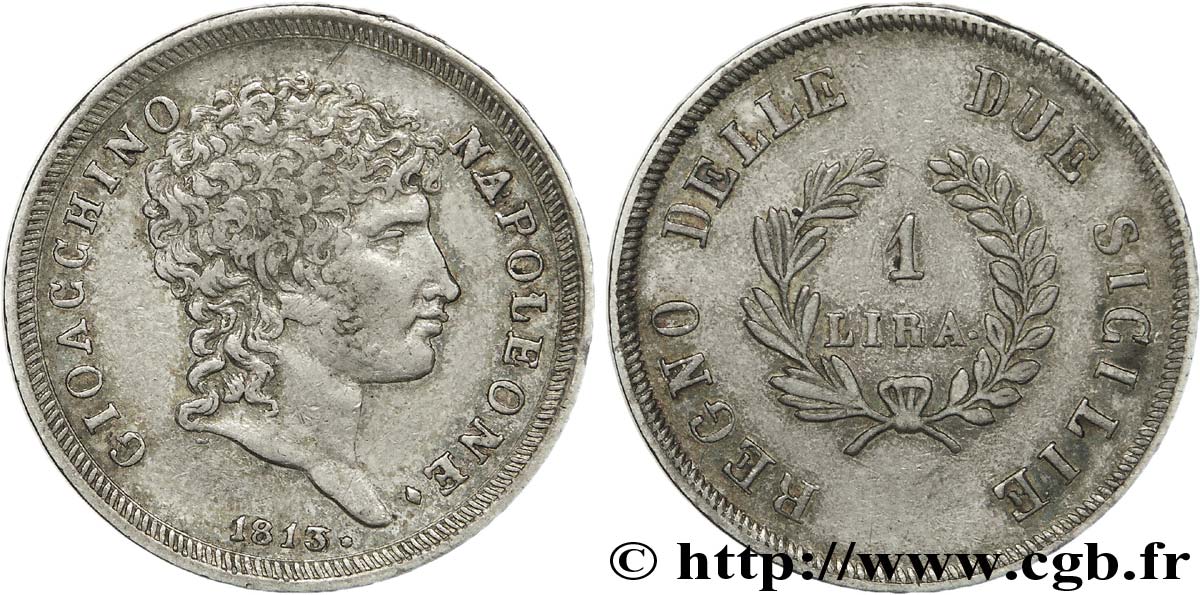 1 lira 1813 Naples VG.2259  XF 