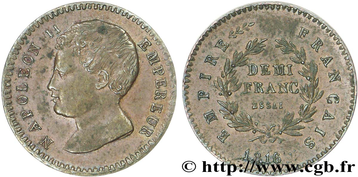 Essai de demi-franc en bronze 1816  VG.2408  EBC 