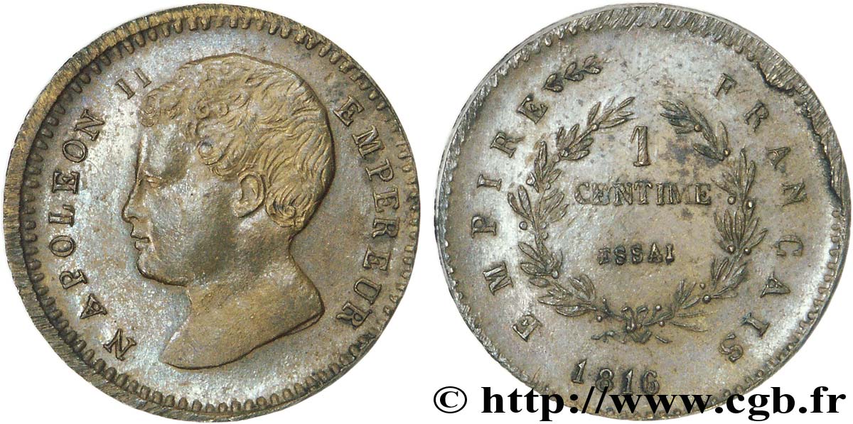 Essai de 1 centime en bronze 1816  VG.2415  EBC 