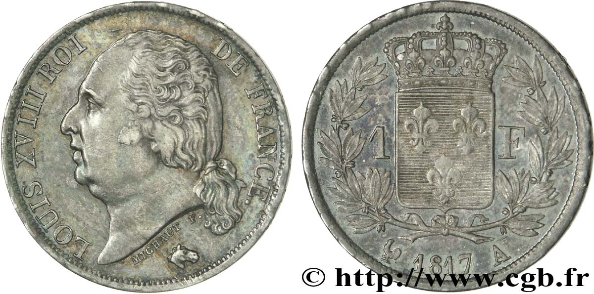 1 franc Louis XVIII 1817 Paris F.206/9 TTB 