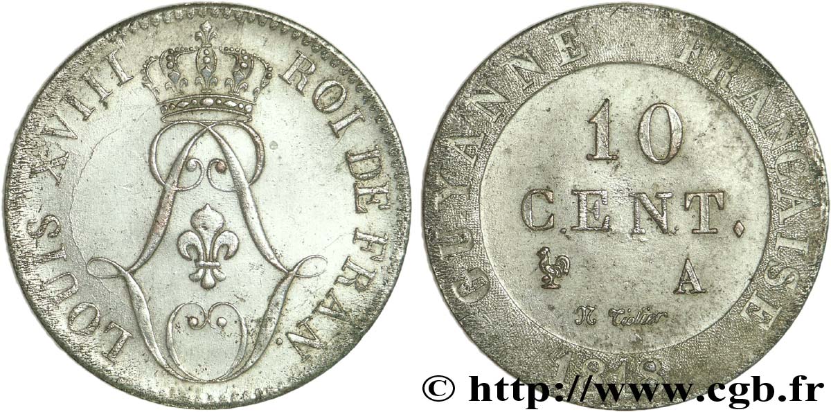 LUIS XVIII 10 centimes 1818 Paris EBC 