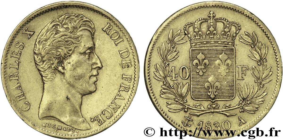 40 francs or Charles X, 2e type 1830 Paris F.544/5 BB 