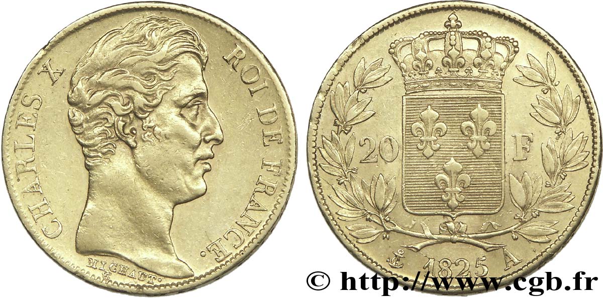 20 francs or Charles X 1825 Paris F.520/1 MBC 