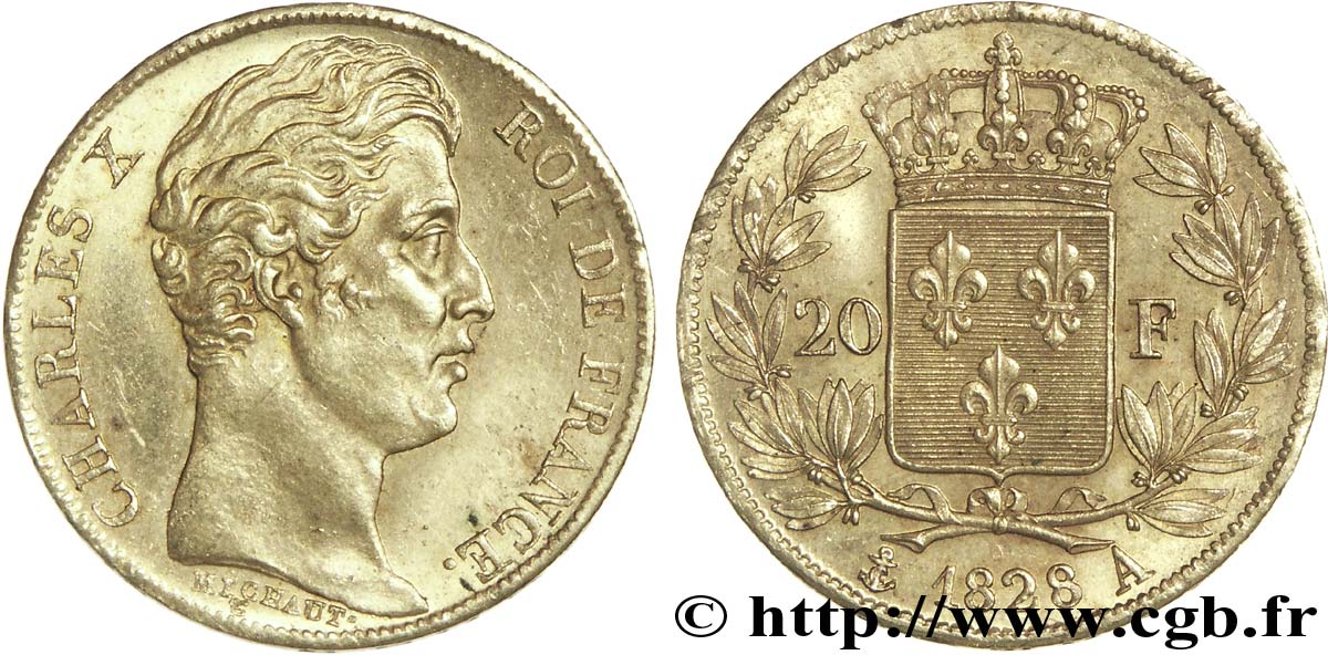 20 francs or Charles X 1828 Paris F.521/2 EBC 