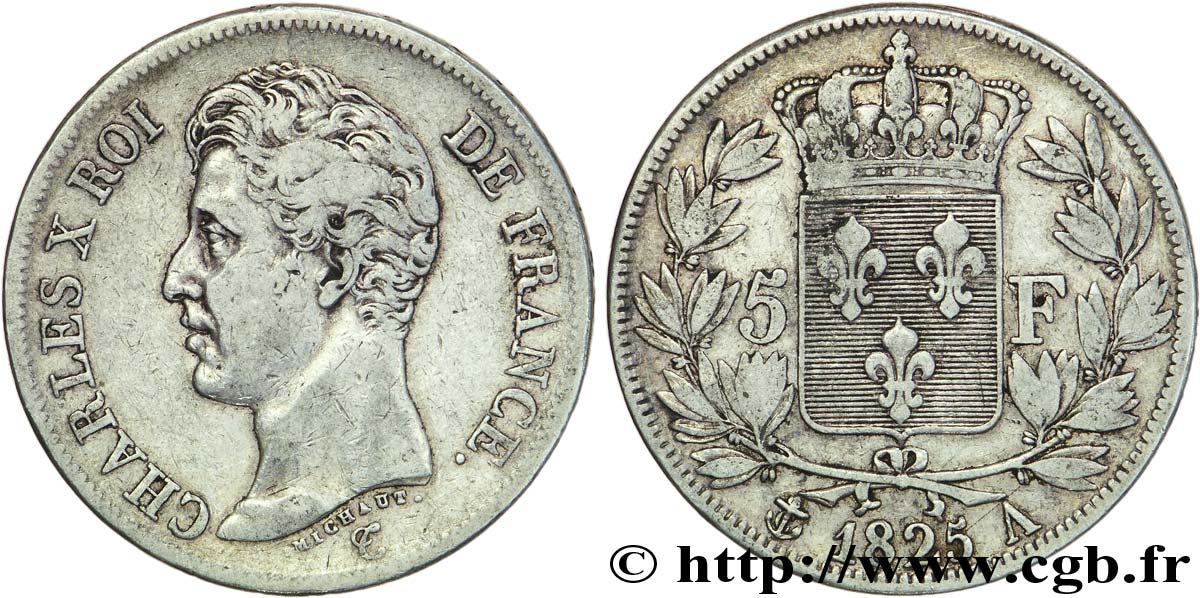 5 francs Charles X, 1er type 1825 Paris F.310/3 MB 
