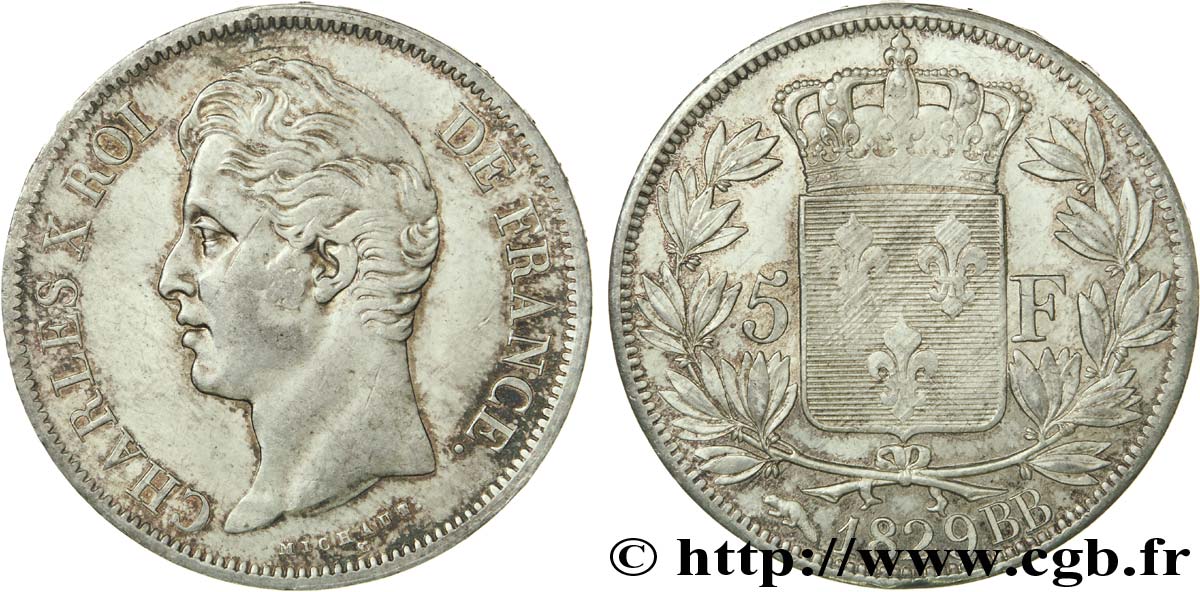 5 francs Charles X, 2e type 1829 Strasbourg F.311/29 XF 