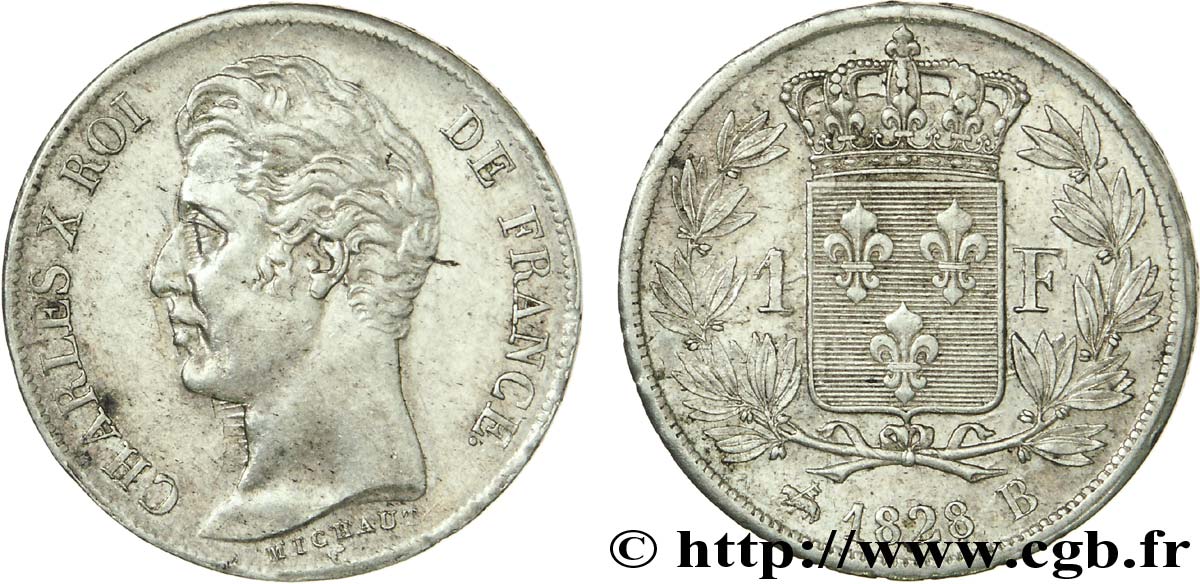 1 franc Charles X 1828 Rouen F.207A/4 TTB 