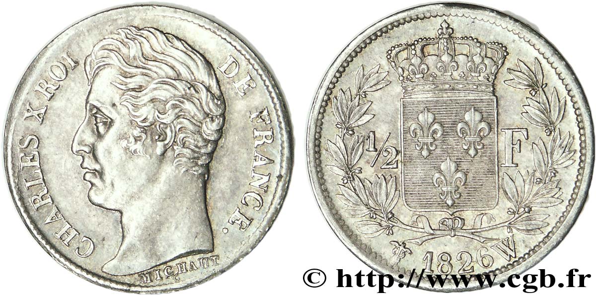 1/2 franc Charles X 1826 Lille F.180/12 SUP 