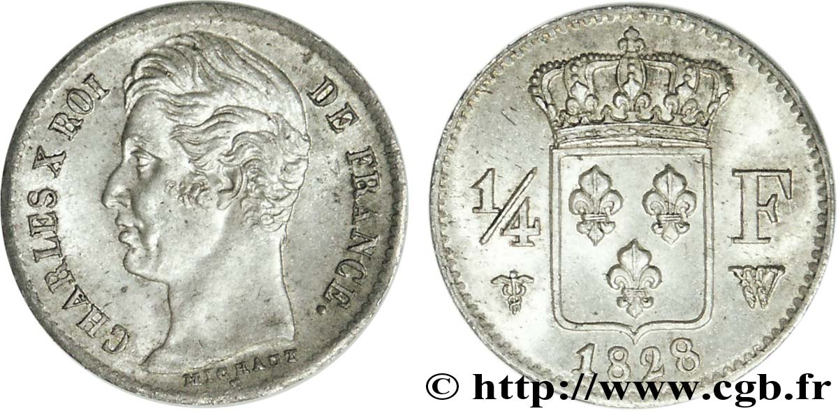 1/4 franc Charles X 1828 Lille F.164/28 VZ 