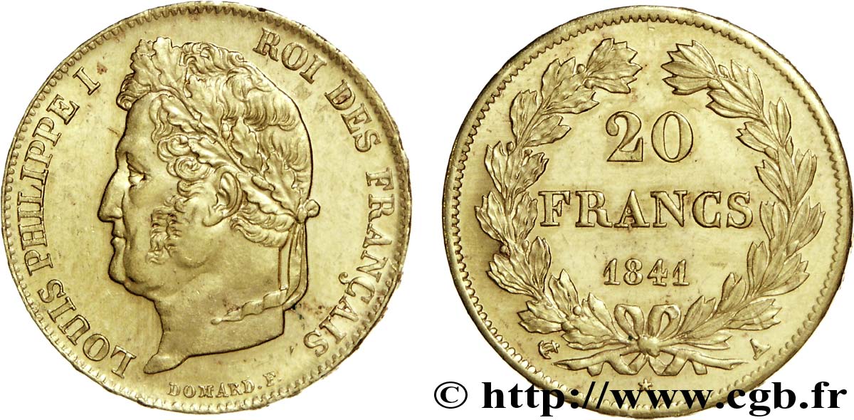 20 francs Louis-Philippe, Domard 1841 Paris F.527/25 SUP 