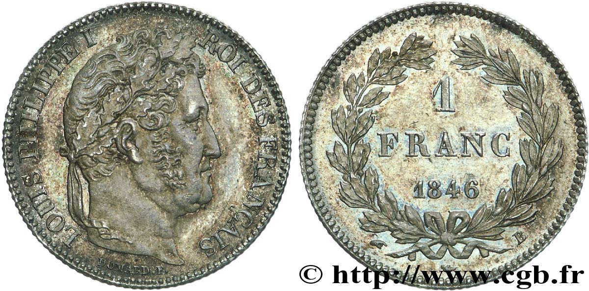 1 franc Louis-Philippe, couronne de chêne 1846 Rouen F.210/106 EBC 