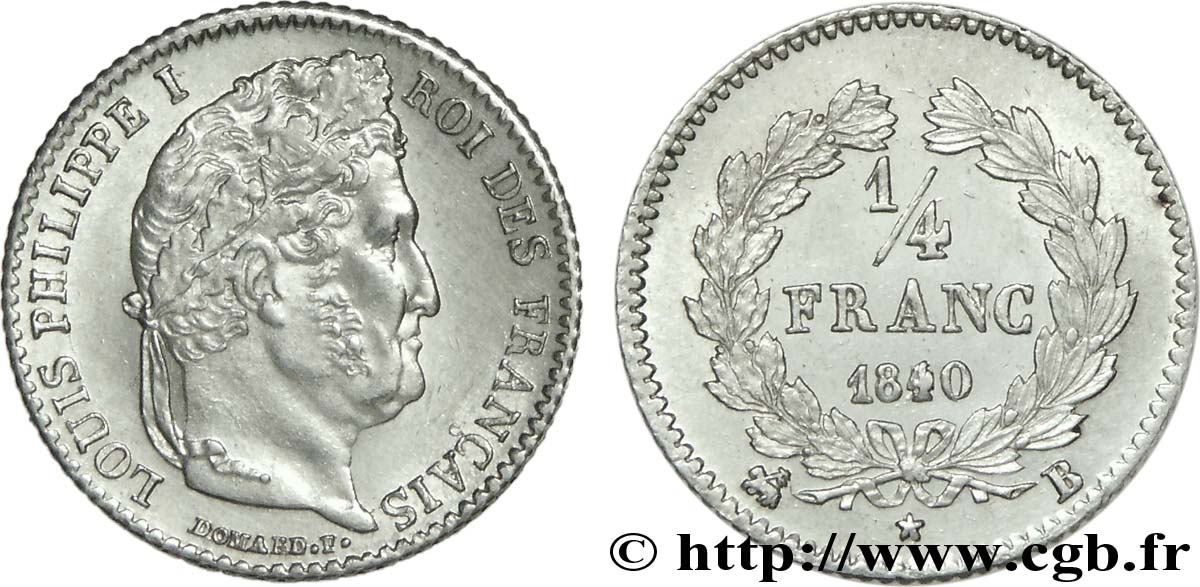 1/4 franc Louis-Philippe 1840 Rouen F.166/81 EBC 