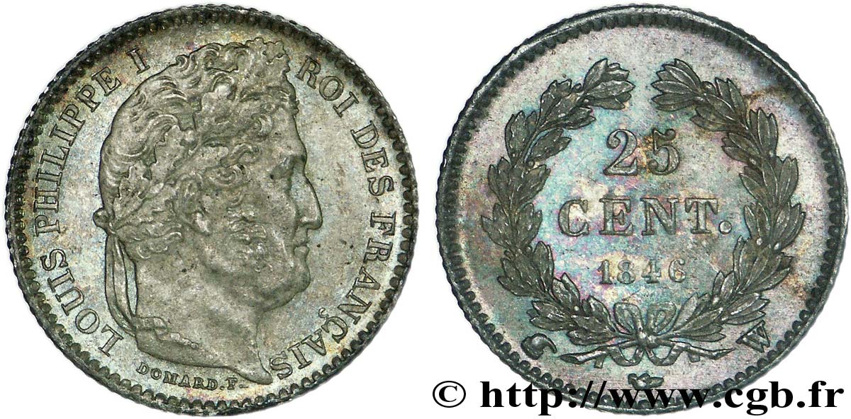 25 centimes Louis-Philippe 1846 Lille F.167/8 MS 