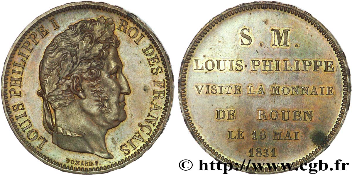 Monnaie de visite, module de 5 francs, pour Louis-Philippe à la Monnaie de Rouen 1831 Rouen VG.2825  EBC 