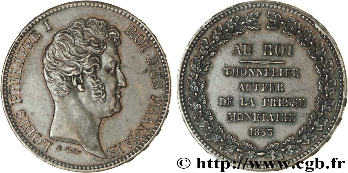 Essai module de 5 francs en cuivre 1833 Paris VG.2836  EBC 