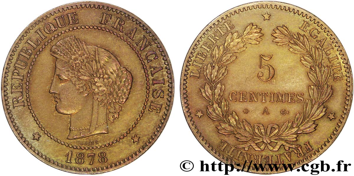 5 centimes Cérès 1878 Paris F.118/17 AU 