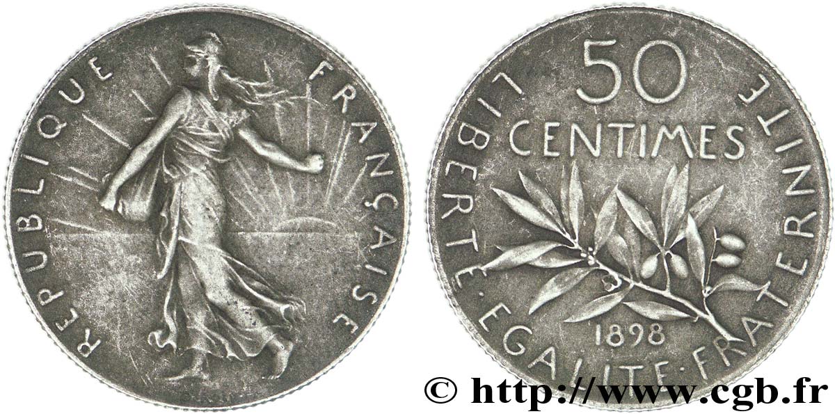 50 centimes Semeuse, flan mat 1898 Paris F.190/4 EBC 