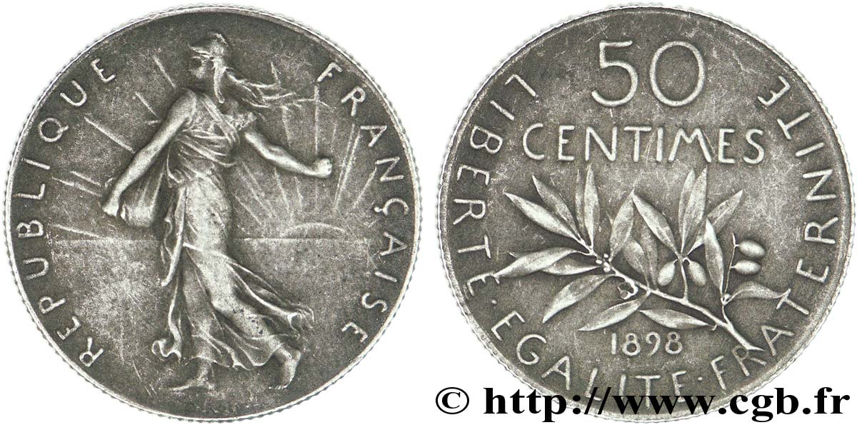 50 centimes Semeuse, flan mat 1898 Paris F.190/4 AU 