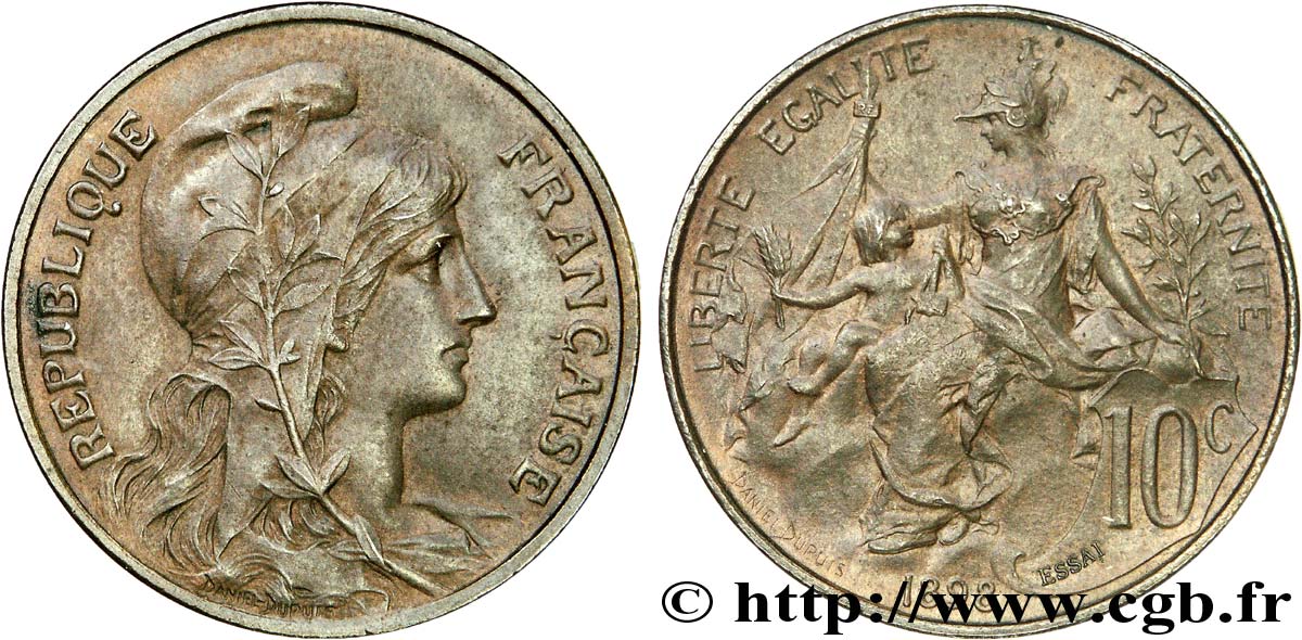 Essai de 10 centimes Daniel-Dupuis en bronze 1898 Paris F.136/2 SUP 