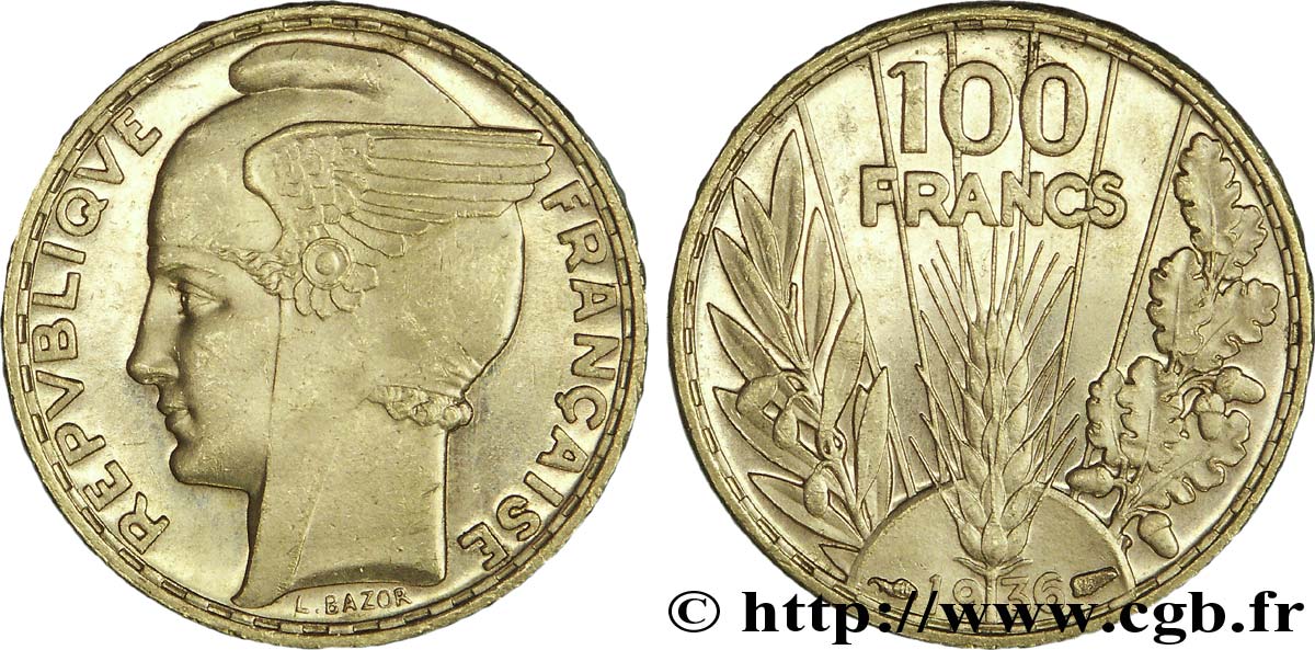 100 francs or, Bazor 1936 Paris F.554/8 AU 