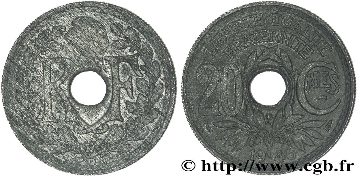 20 centimes Lindauer zinc 1946 Beaumont-le-Roger F.155/6 AU 