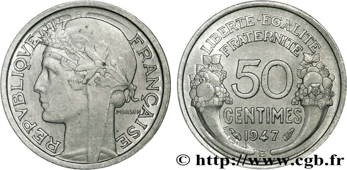 50 centimes Morlon légère, coins choqués 1947 Beaumont-le-Roger F.194/11 SPL 