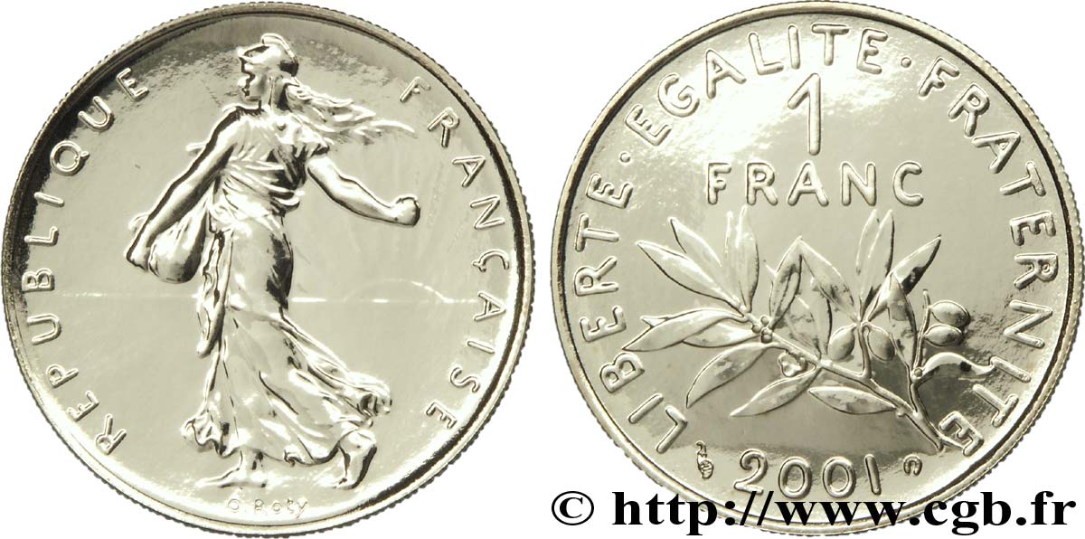 1 franc Semeuse, nickel or, BU (Brillant Universel) 2001 Pessac F.1007 2 ST 