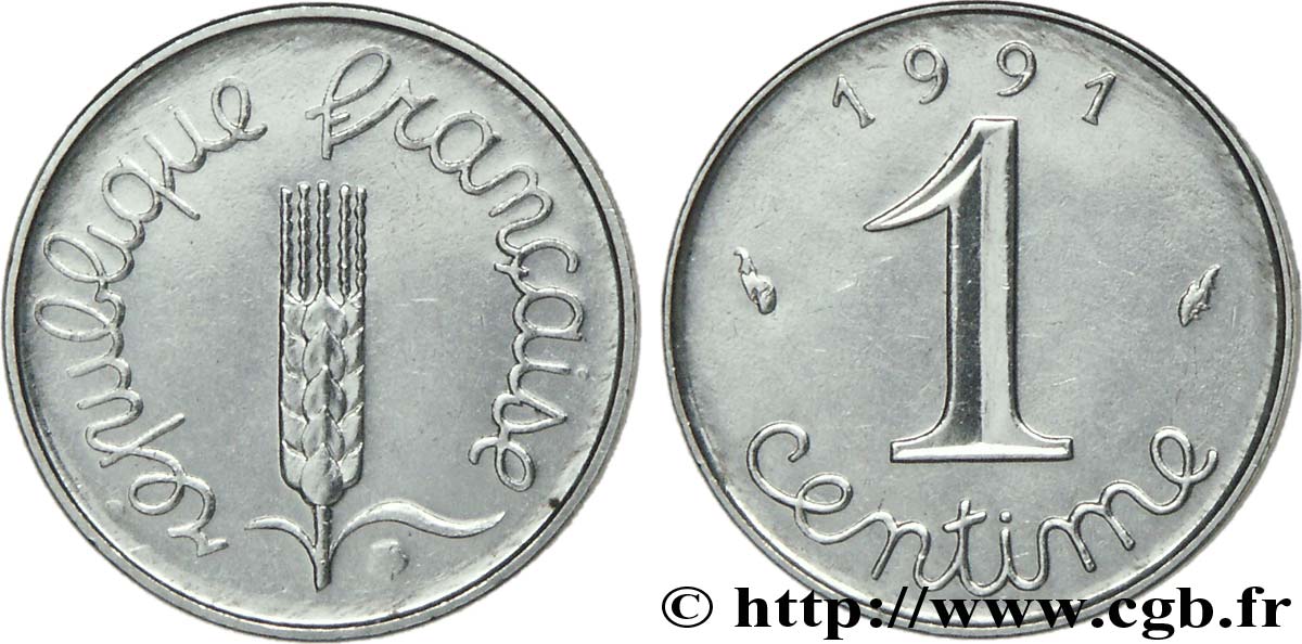 1 centime Épi, frappe monnaie 1991 Pessac F.106/48 AU 