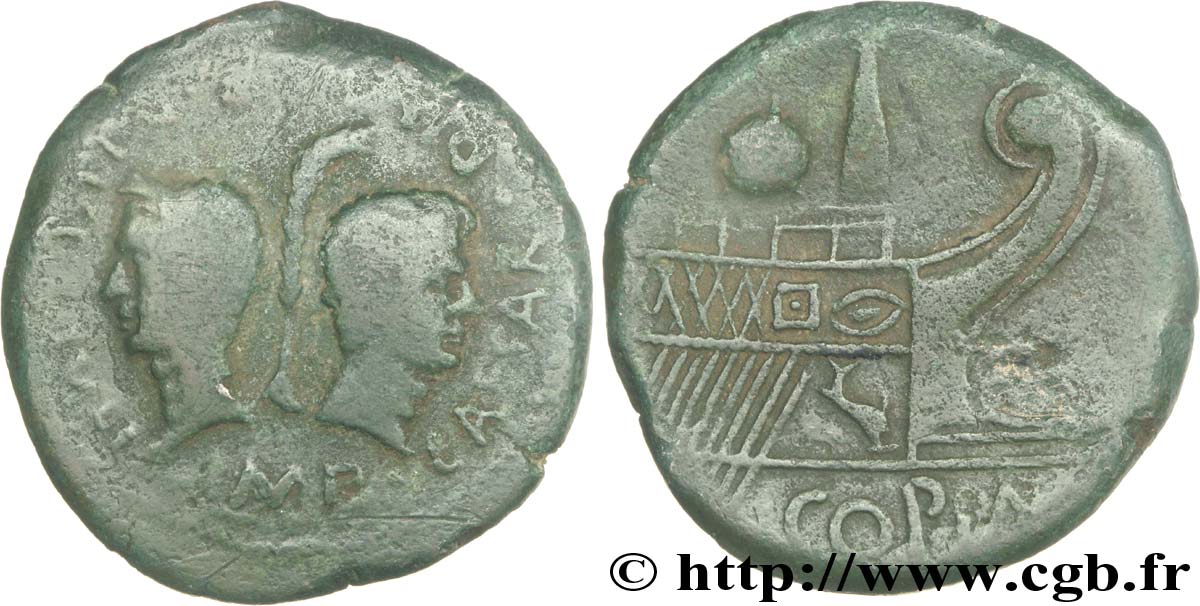 LUGDUNUM - LYON - JULIUS CAESAR and OCTAVIAN Dupondius “COPIA”, (GB, Æ 32) VF/AU