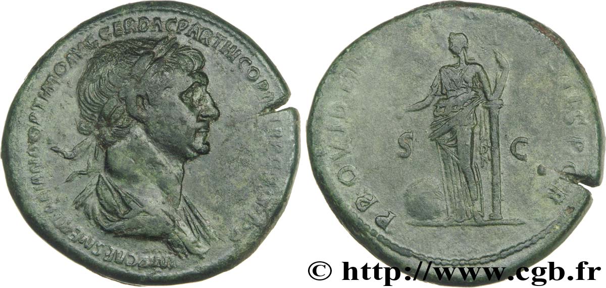 TRAJANUS Sesterce, (GB, Æ 33) AU/XF