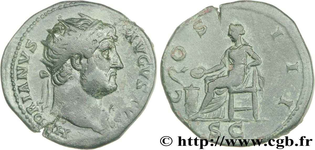 HADRIAN Dupondius, (MB, Æ 27) XF