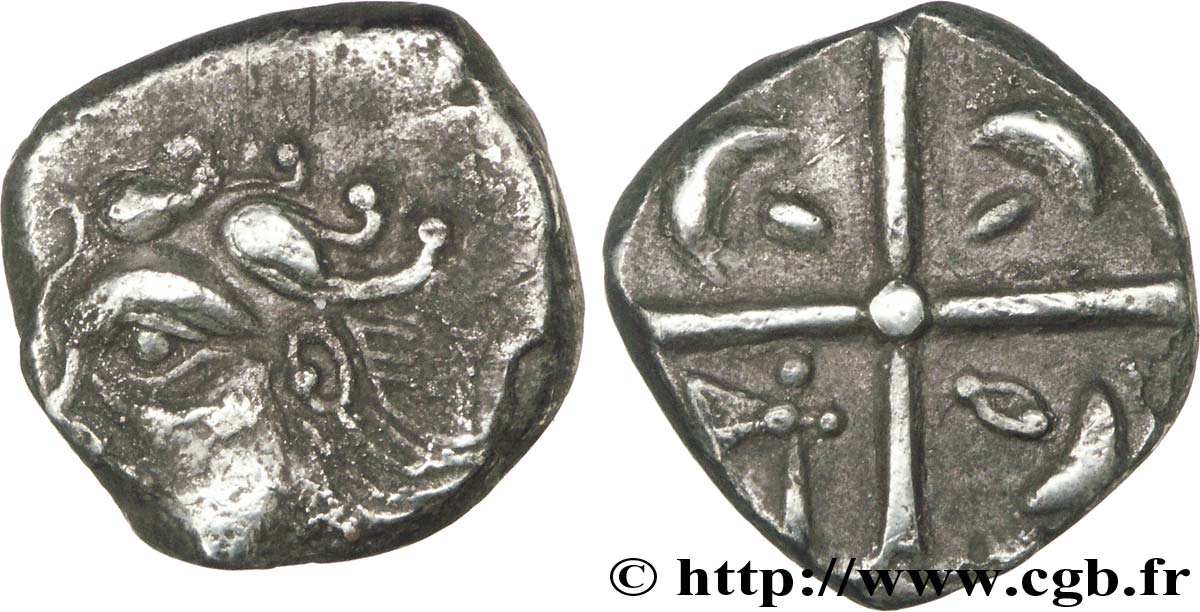 VOLQUES TECTOSAGES (région de Toulouse) Drachme de style hybride entre “cubiste et romanisé”, S. 59 TTB