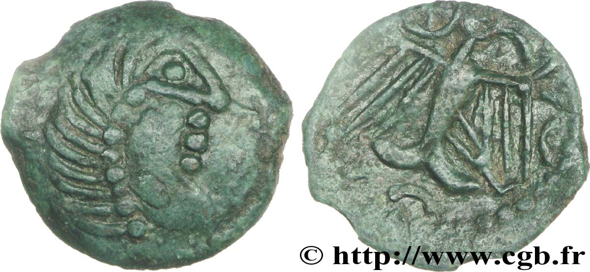 GALLIA - CARNUTES (Regione della Beauce) Bronze à l’aigle et à la rouelle, tête à droite XF