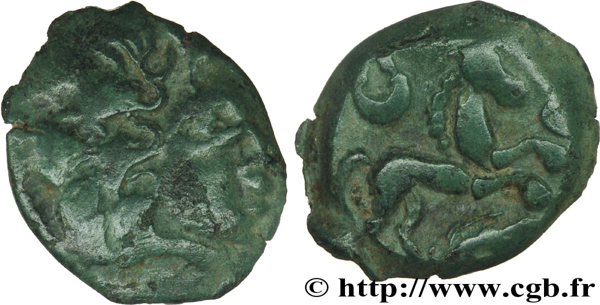 GALLIA BELGICA - AMBIANI (Regione di Amiens) Bronze au cheval et au sanglier XF/AU