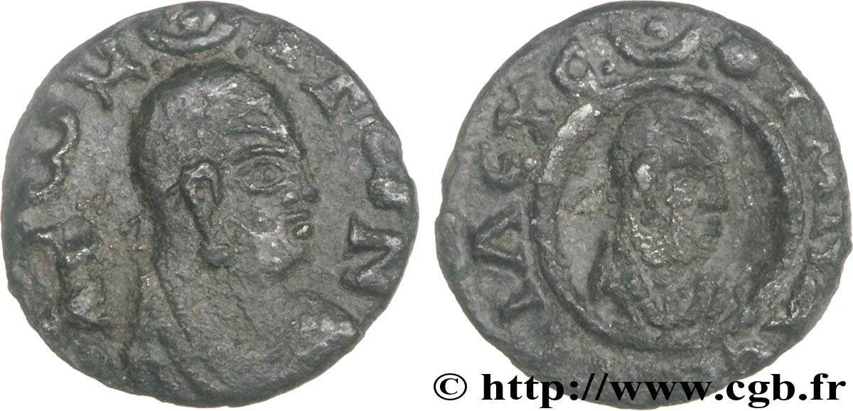 AXOUM - ROYAUME AXOUMITE - OUSANAS Monnaie d’argent aux portraits TTB