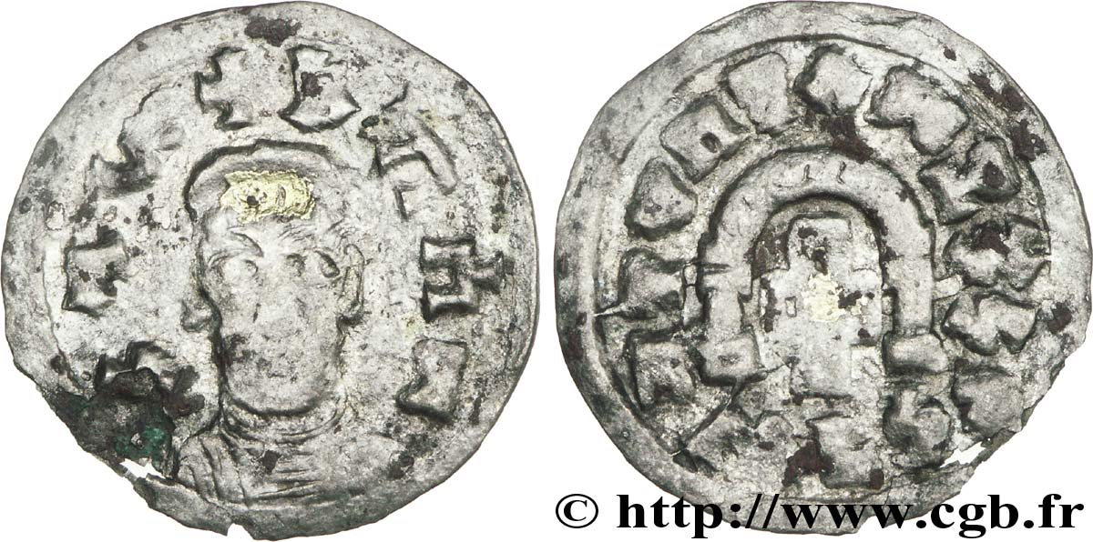 AKSUM - AKSUMITE KINGDOM - ANONYMOUS Monnaie d’argent au buste de face et à la croix VF