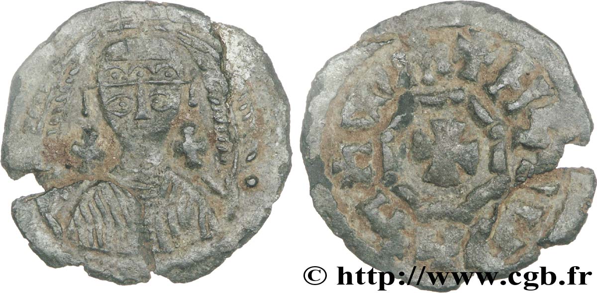 AXOUM - ROYAUME AXOUMITE - HATAZ Monnaie de bronze au buste de face et à la croix TTB