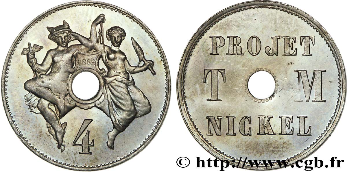 Essai de 4 centimes Michelin en nickel n.d. Paris VG.4110  SPL 