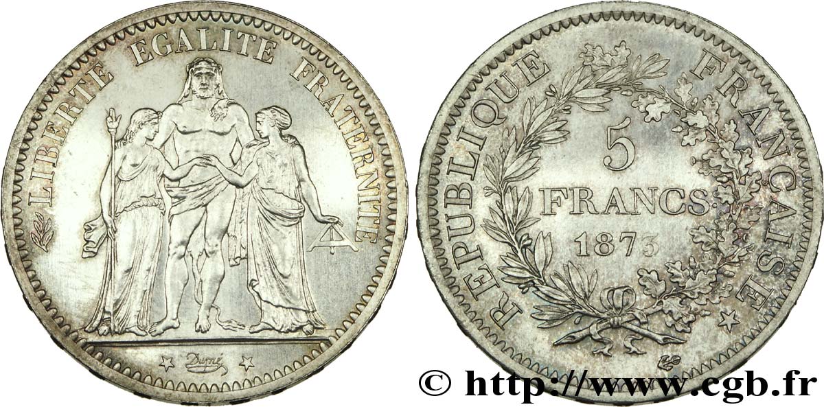 Essai de frappe de la 5 francs Semeuse de 1898 au type du 5 francs Hercule, tranche en relief 1873 Paris F.334/9 var. MS 