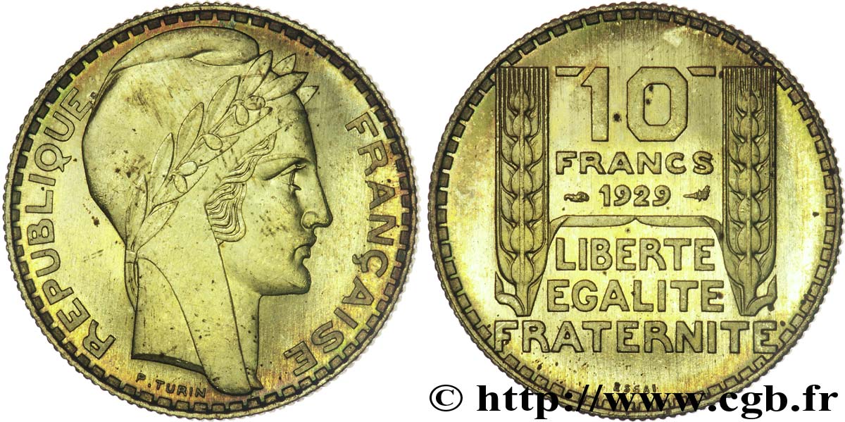 Essai de 10 francs par Turin en bronze-aluminium, concours de 1929 1929 Paris VG.5243  SC 