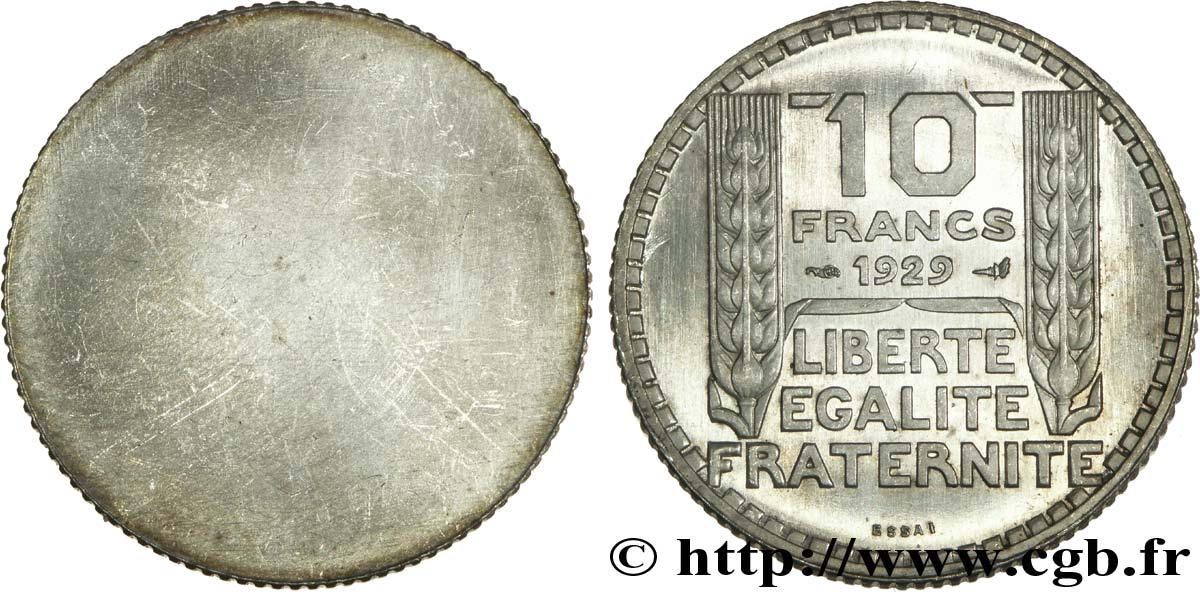 Essai uniface de 10 francs Turin, revers 1929 Paris F.360/1 var. SC 