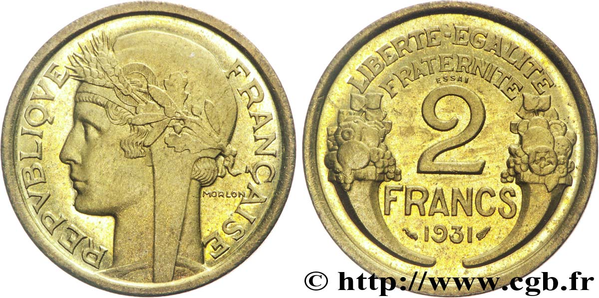Essai de 2 francs Morlon avec raisin 1931 Paris F.268/1 SPL 